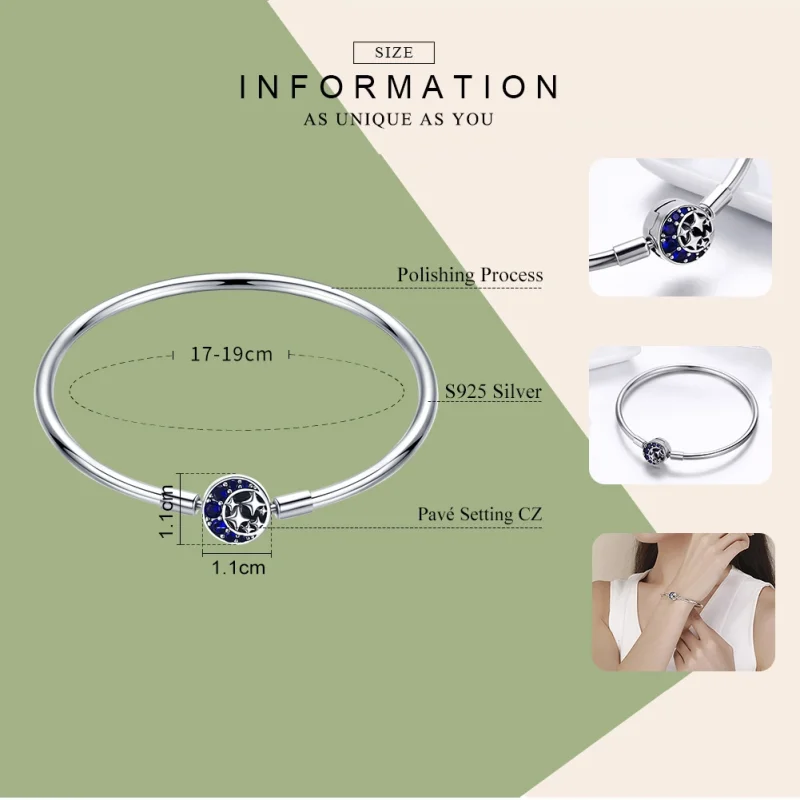 (image for) Pandora Style Silver Starry Sky Hard Bangle - SCB080 - View 4
