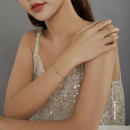 Pandora Style Silver Surrounded Butterflies bracelet - SCB197