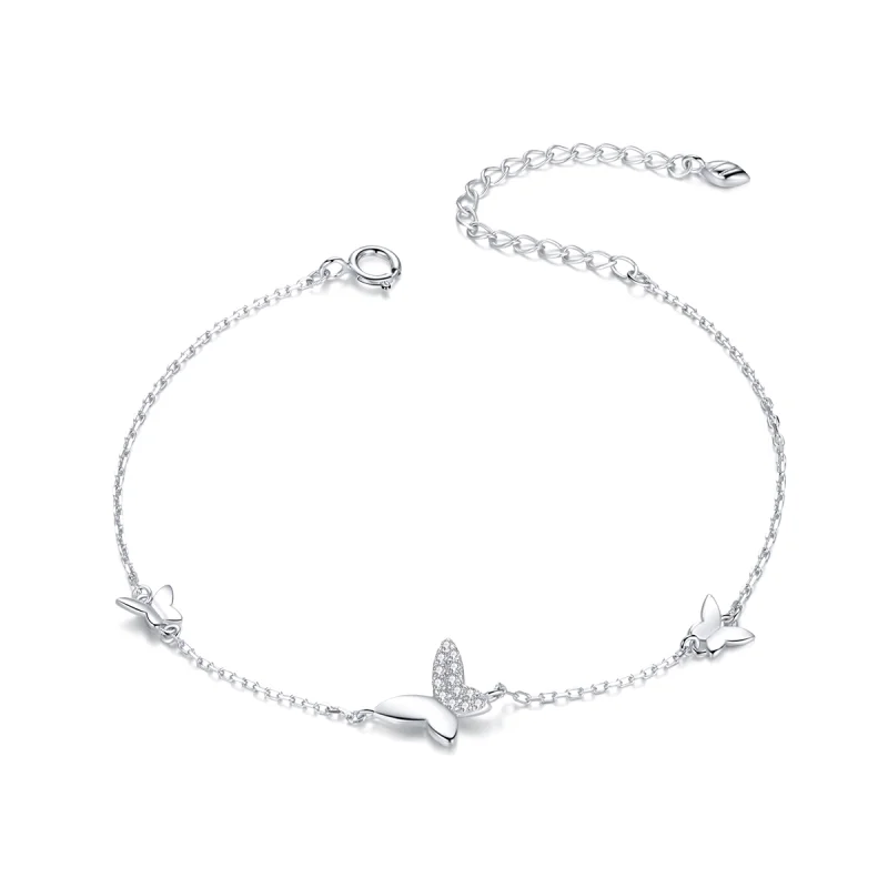 (image for) Pandora Style Silver Surrounded Butterflies bracelet - SCB197 - Product Image
