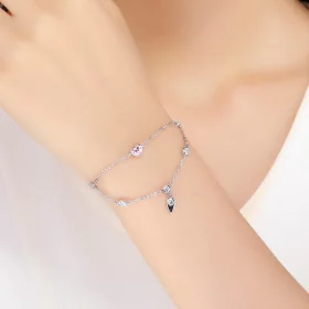 Pandora Style Silver Sweet Heart Chain Slider Bracelet - SCB090