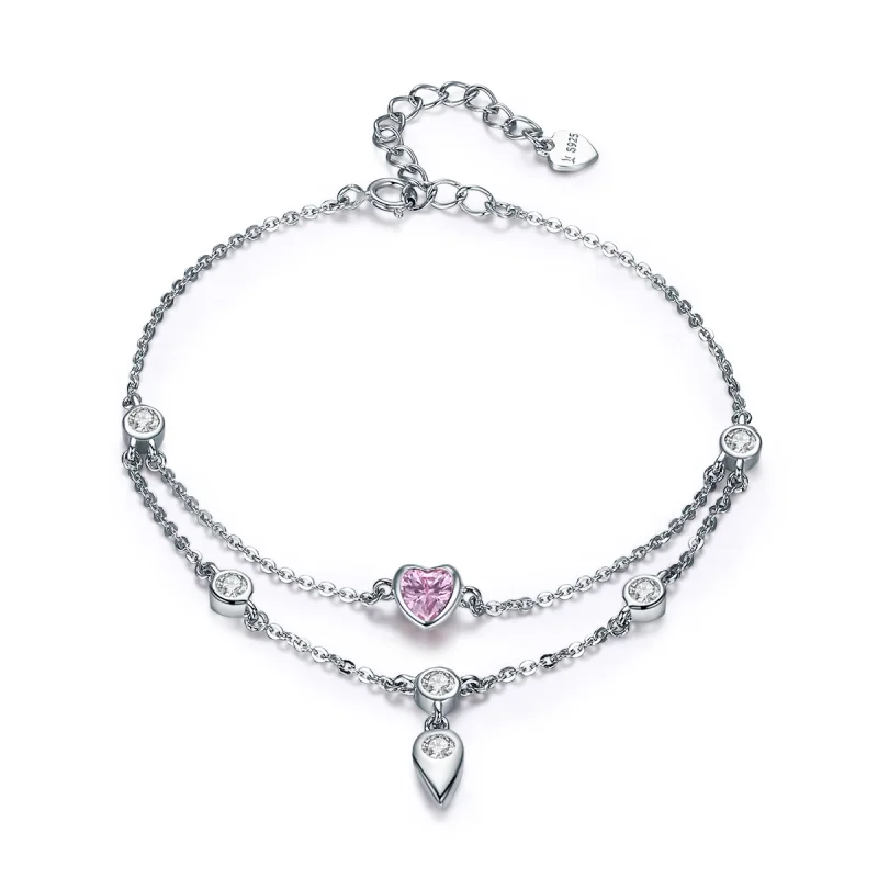(image for) Pandora Style Silver Sweet Heart Chain Slider Bracelet - SCB090 - Product Image