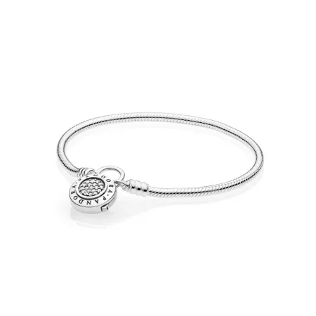 MOMENTS Smooth Bracelet with PANDORA Signature Padlock - 597092CZ