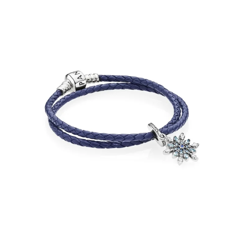 (image for) Pandora blue leather bracelet with snowflake - R900168 - Product Image