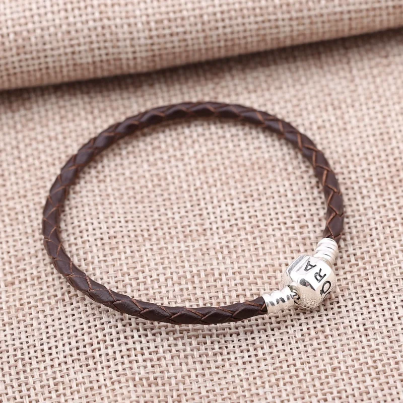 (image for) PANDORA Brown Single Leather Bracelet - 590705CRD-M - View 2