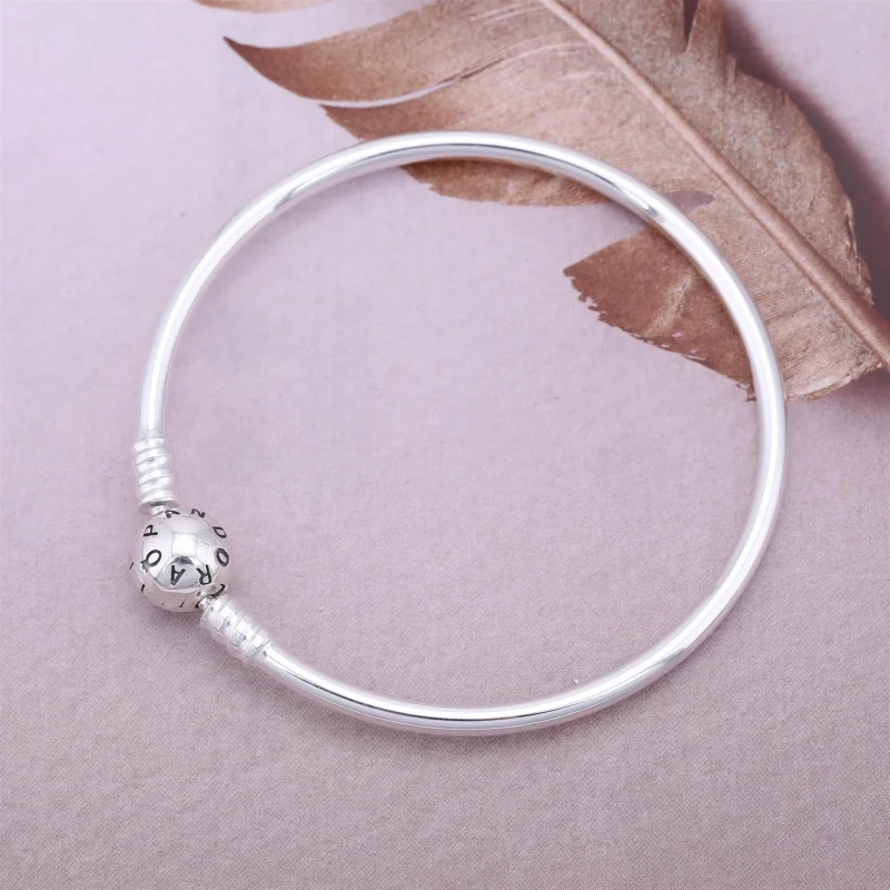(image for) PANDORA Circle of Love, Pink Heart Cz Bangle - 590716PCZ - View 3