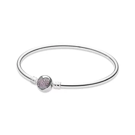 PANDORA Circle of Love, Pink Heart Cz Bangle - 590716PCZ PANDORA Circle of Love, Pink Heart Cz Bangle - 590716PCZ