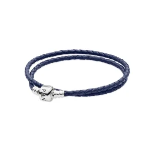 (image for) PANDORA Dark Blue, Double Leather Bracelet - 590705CDB-D