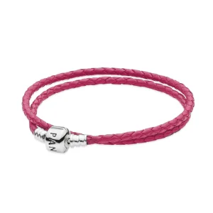 (image for) PANDORA Double Pink Leather Bracelet - 590705CDB-R