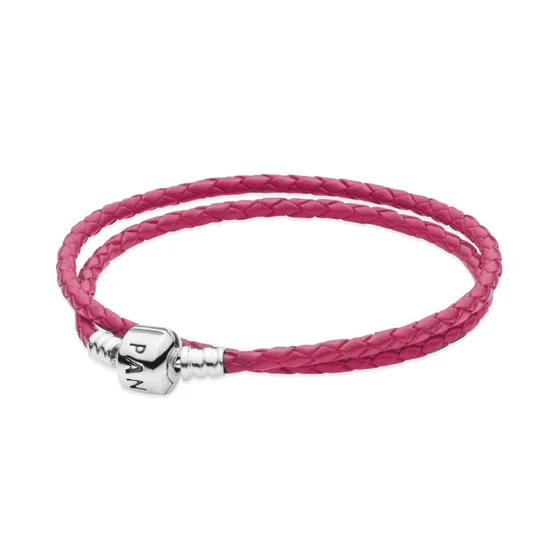 (image for) PANDORA Double Pink Leather Bracelet - 590705CDB-R