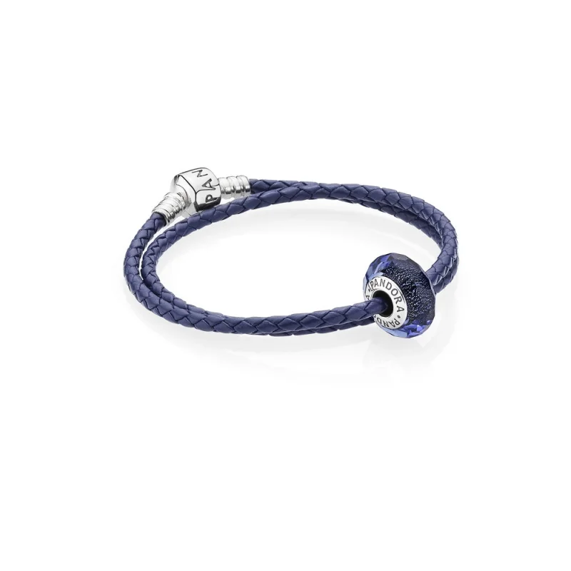 (image for) PANDORA Iridescent Blue Leather Bracelet - R900167 - Product Image