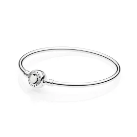 PANDORA Moments Loving Heart Clasp Silver Bangle - 590746EN23 PANDORA Moments Loving Heart Clasp Silver Bangle - 590746EN23