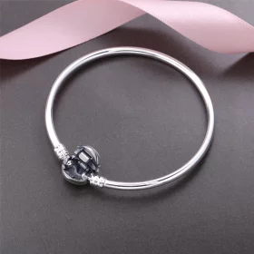 PANDORA Moments Silver Bangle Logo Heart Clasp Bracelet - 596268 PANDORA Moments Silver Bangle Logo Heart Clasp Bracelet - 596268