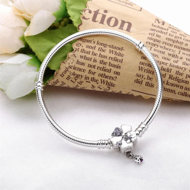 (image for) PANDORA Moments Silver Bracelet, Wildflower Meadow Clasp - 597124NLC - View 2