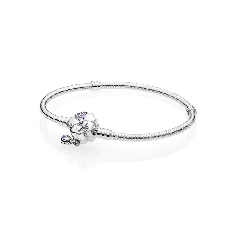 (image for) PANDORA Moments Silver Bracelet, Wildflower Meadow Clasp - 597124NLC - Product Image