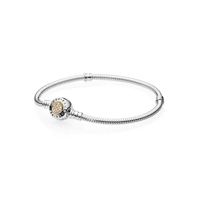 (image for) PANDORA Moments Two Tone Bracelet With Pandora Signature Clasp - 590741CZ - Product Image