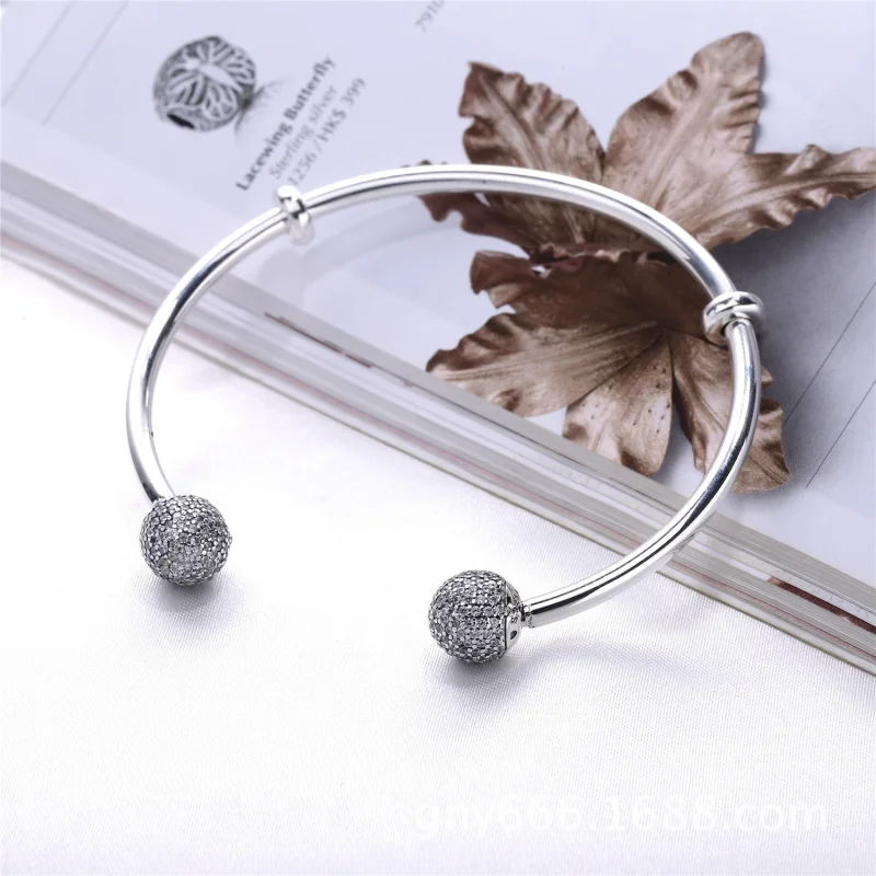 (image for) PANDORA Open Bangle, Clear CZ - 596438CZ - View 3