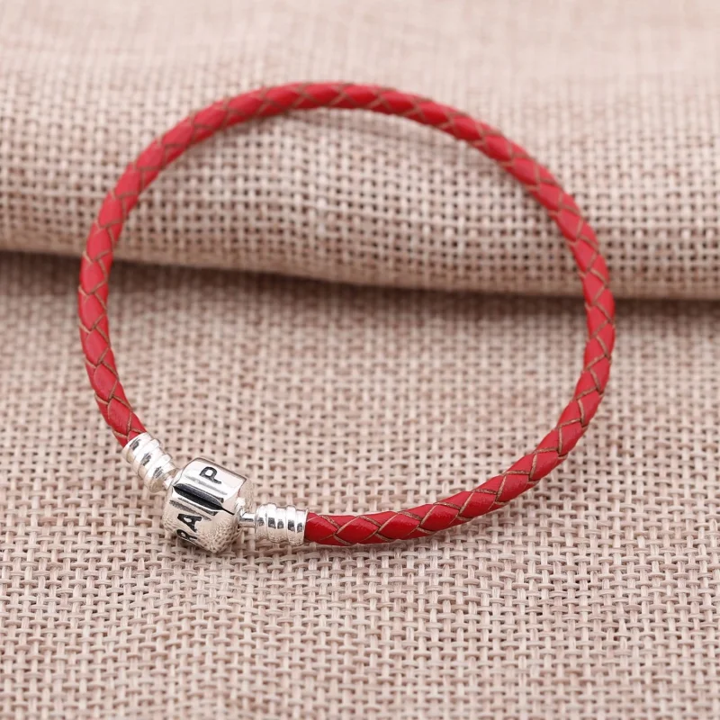 (image for) PANDORA Red Single Leather Bracelet - 590705CRD-RO - View 2
