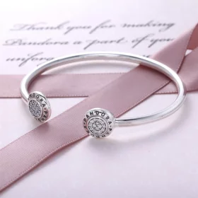 PANDORA Signature Open Silver Bangle - 590528CZ PANDORA Signature Open Silver Bangle - 590528CZ