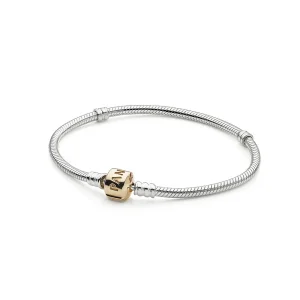 (image for) PANDORA Silver Charm Bracelet With 14K Gold Clasp - 590702HG - Bracelets