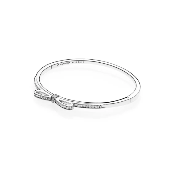 PANDORA Sparkling Bow, Clear CZ Bangle - 590536CZ