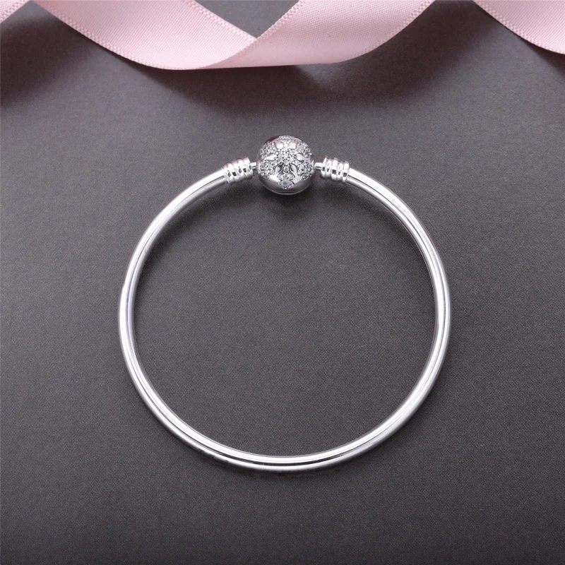 (image for) PANDORA Unique Snowflake Moments Silver Bangle - 590740CZ - View 2