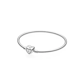 PANDORA Wishful Heart Bangle, Clear CZ - 590729CZ PANDORA Wishful Heart Bangle, Clear CZ - 590729CZ
