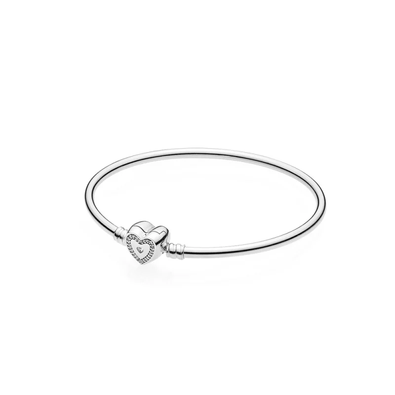 (image for) PANDORA Wishful Heart Bangle, Clear CZ - 590729CZ - Product Image