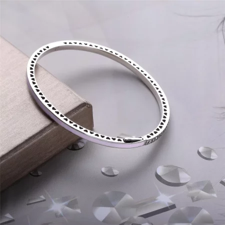 Radiant Hearts of PANDORA Bangle Bracelet, Light Pink Enamel & Clear CZ - 590537EN68