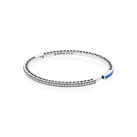 Radiant Hearts of PANDORA Bangle Bracelet, Princess Blue Enamel & Clear CZ - 590537EN82 Radiant Hearts of PANDORA Bangle Bracelet, Princess Blue Enamel & Clear CZ - 590537EN82