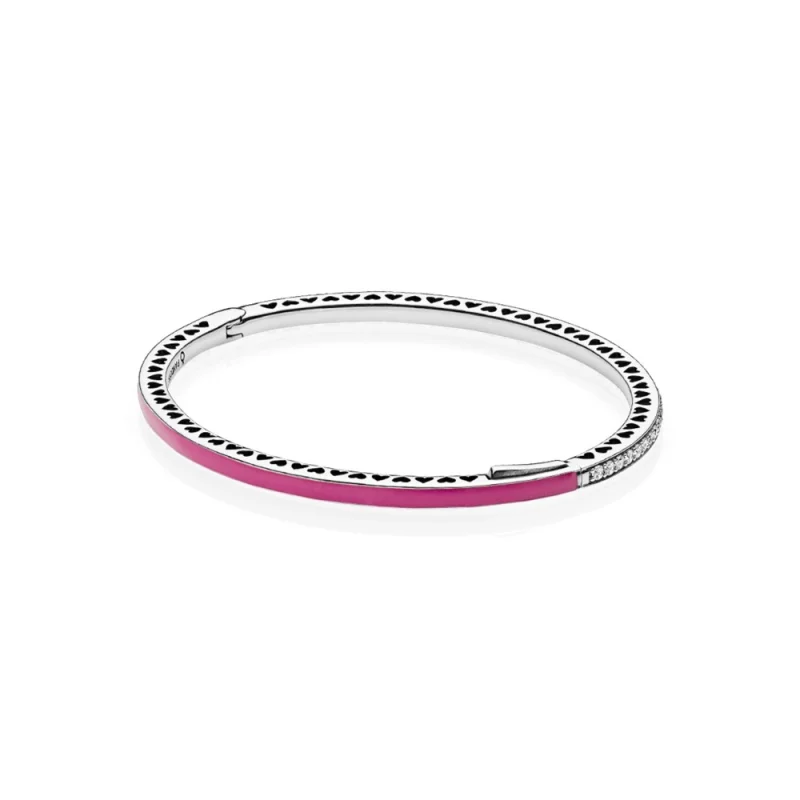 (image for) Radiant Hearts of PANDORA Bangle Bracelet, Radiant Orchid Enamel & Clear CZ - 590537EN69 - Product Image