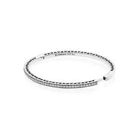 Radiant Hearts of PANDORA Bangle Bracelet, Silver Enamel & Clear CZ - 590537EN23 Radiant Hearts of PANDORA Bangle Bracelet, Silver Enamel & Clear CZ - 590537EN23