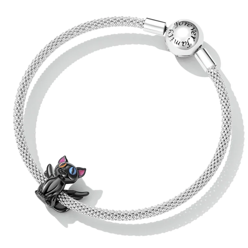 (image for) Pandora Style Angel Cat Charm - SCC2299-BK - View 5