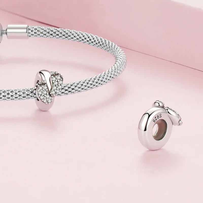 (image for) Pandora Style Baby Feet Spacer Charm - BSC688 - View 4