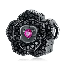 Pandora Style Black Rose Charm - SCC2380 Pandora Style Black Rose Charm - SCC2380