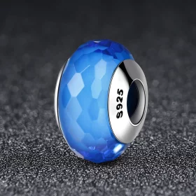 Pandora Style Blue Facet Murano Glass Bead Charm - SCZ037 Pandora Style Blue Facet Murano Glass Bead Charm - SCZ037