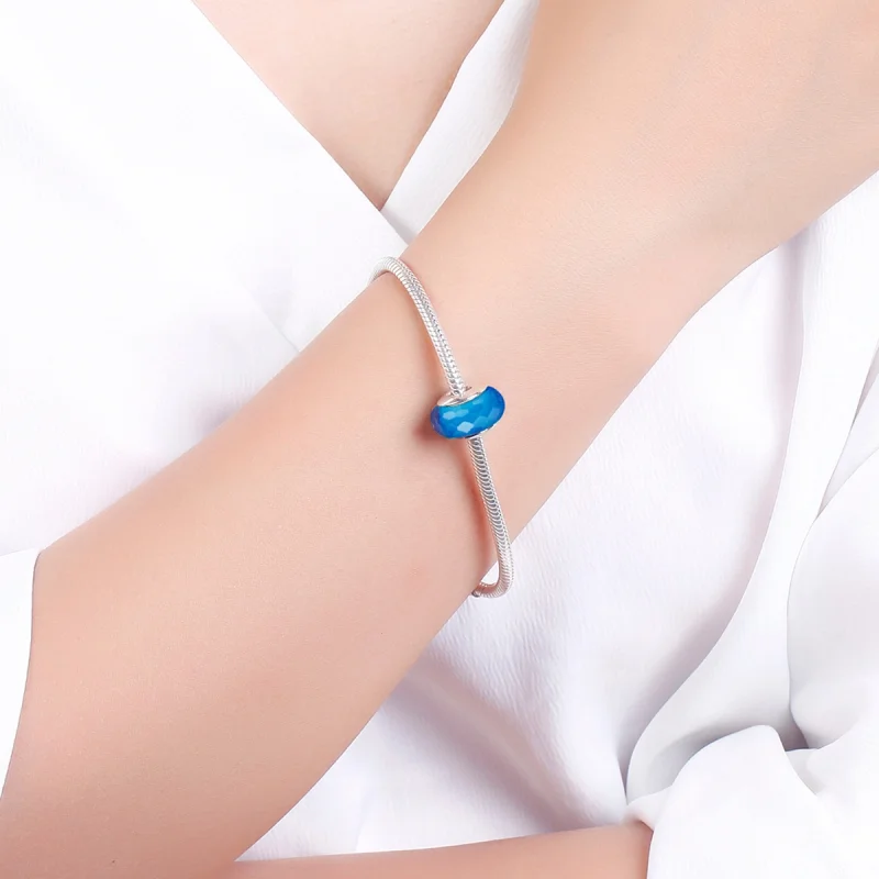 (image for) Pandora Style Blue Facet Murano Glass Bead Charm - SCZ037 - View 5