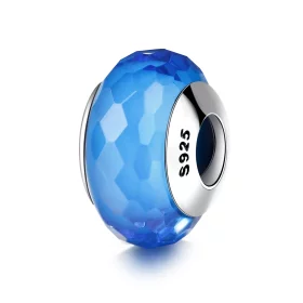 Pandora Style Blue Facet Murano Glass Bead Charm - SCZ037 Pandora Style Blue Facet Murano Glass Bead Charm - SCZ037