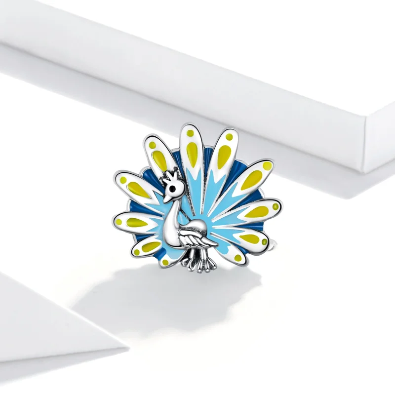 (image for) Pandora Style Blue Peacock Charm - SCC1644 - View 2