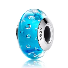 Pandora Style Blue Trend with Threaded Murano Glass Charm - SCZ029 Pandora Style Blue Trend with Threaded Murano Glass Charm - SCZ029