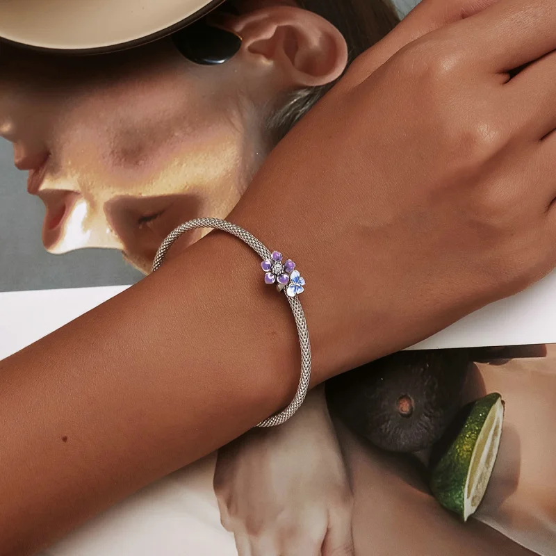 (image for) Pandora Style Butterfly Flower Charm - SCC2094 - View 6