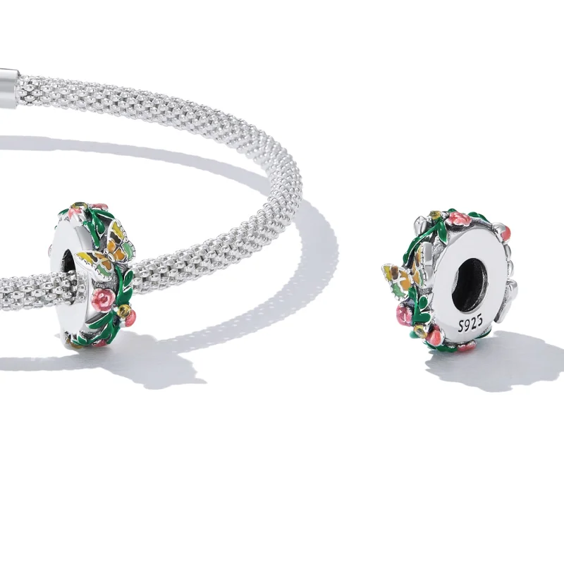 (image for) Pandora Style Butterfly Flower Spacer Charm - SCC2251 - View 4