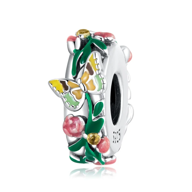 (image for) Pandora Style Butterfly Flower Spacer Charm - SCC2251 - Product Image