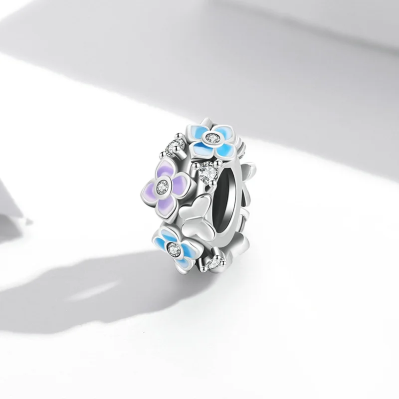 (image for) Pandora Style Butterfly Love Flower Charm - SCC2063 - View 2