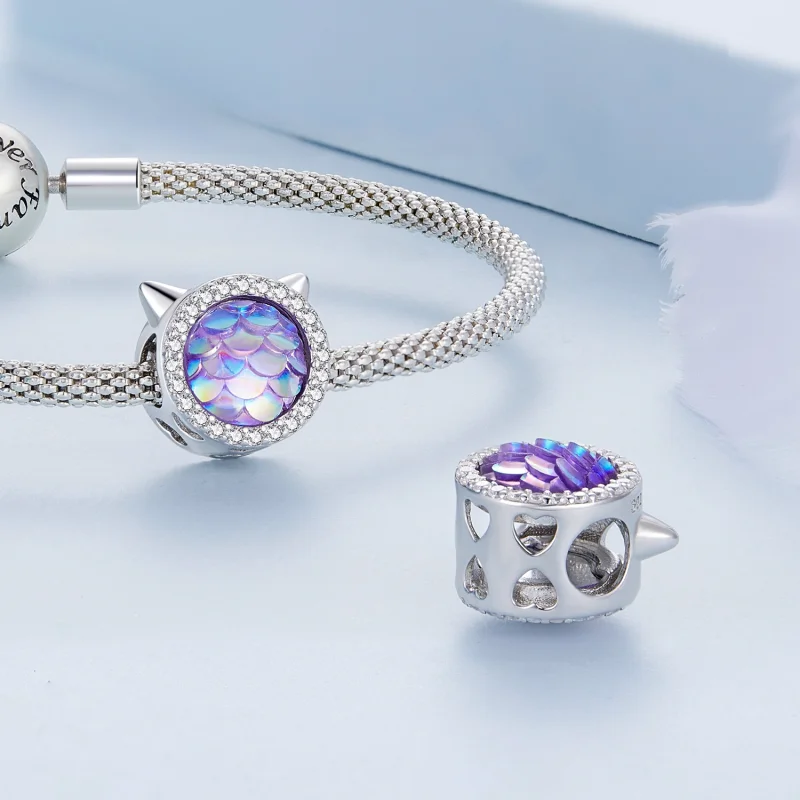 (image for) Pandora Style Cat Head Fish Scale Charm - BSC703 - View 4