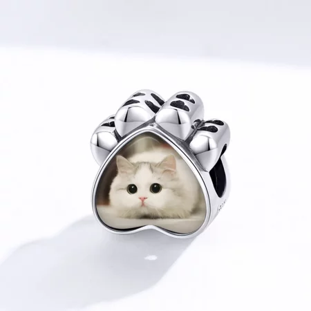 Pandora Style Cat Paw Personalized Photo Charm - SCC1436