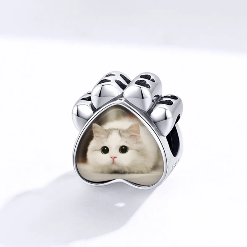 (image for) Pandora Style Cat Paw Personalized Photo Charm - SCC1436 - View 2