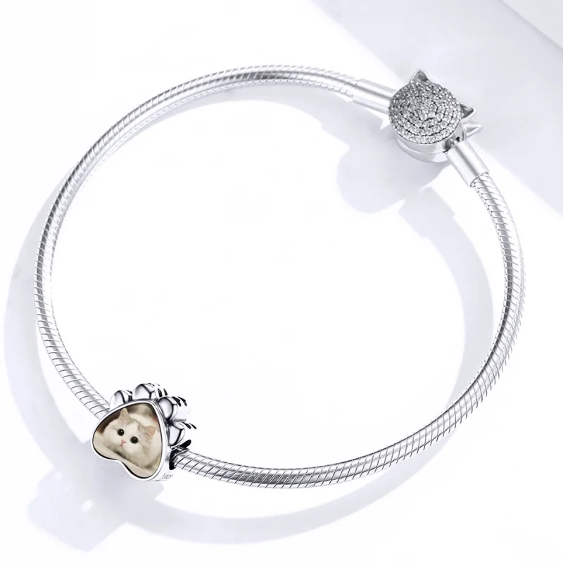 (image for) Pandora Style Cat Paw Personalized Photo Charm - SCC1436 - View 3