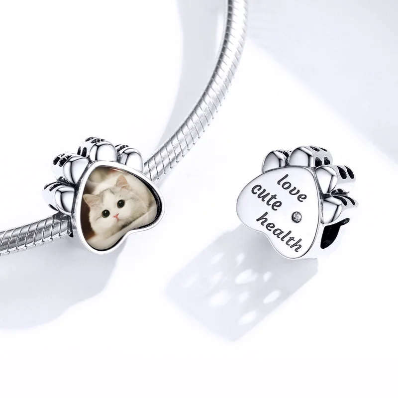 (image for) Pandora Style Cat Paw Personalized Photo Charm - SCC1436 - View 4