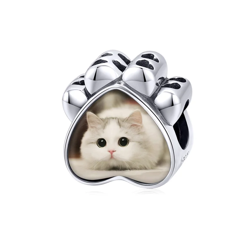 (image for) Pandora Style Cat Paw Personalized Photo Charm - SCC1436 - Product Image