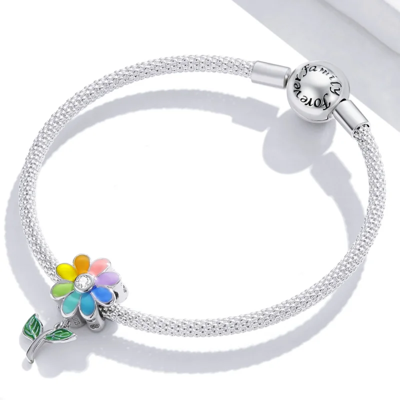 (image for) Pandora Style Colorful Sunflower Charm - SCC2088 - View 3